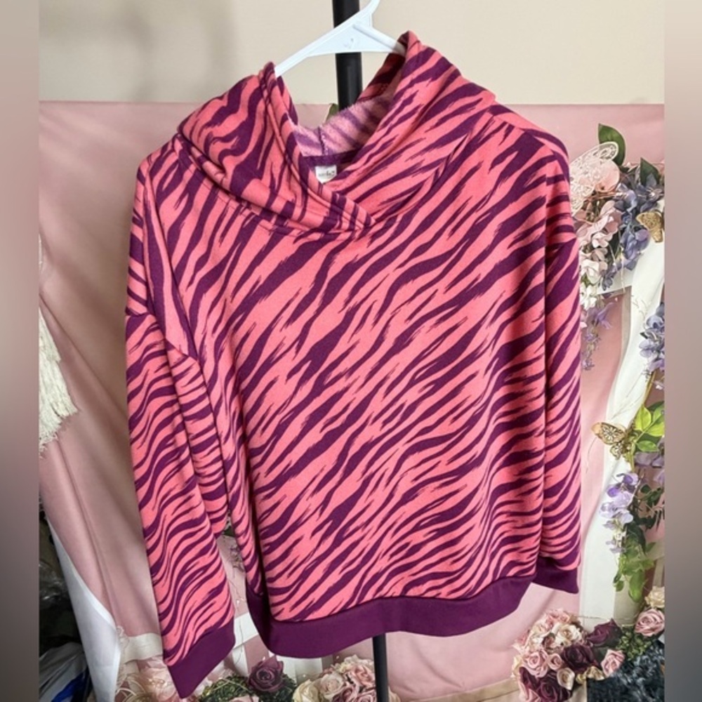 Pink and Purple Zebra Print Hoodie b Just Be Size 2X NWOT
